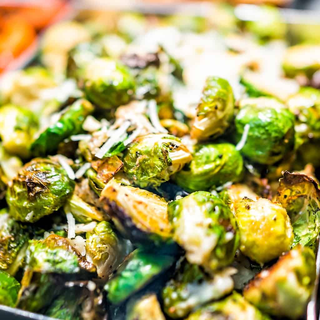 CK Maple Balsamic Roasted Brussels Sprouts w/Red Pepper Pesto
