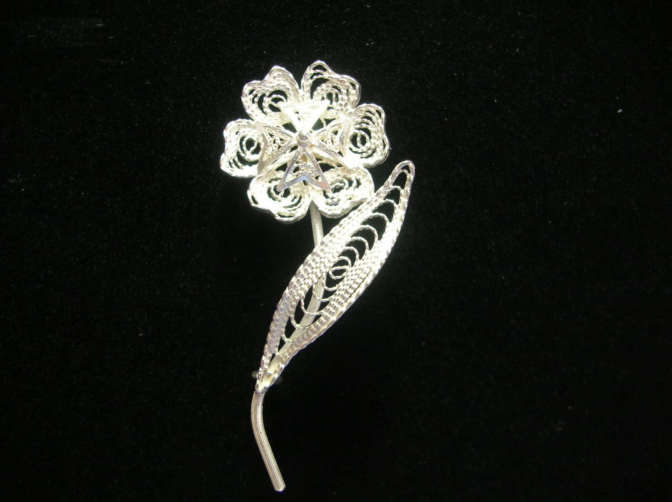 925 Silver Filigree Brooch Handmade in Malta Clarach