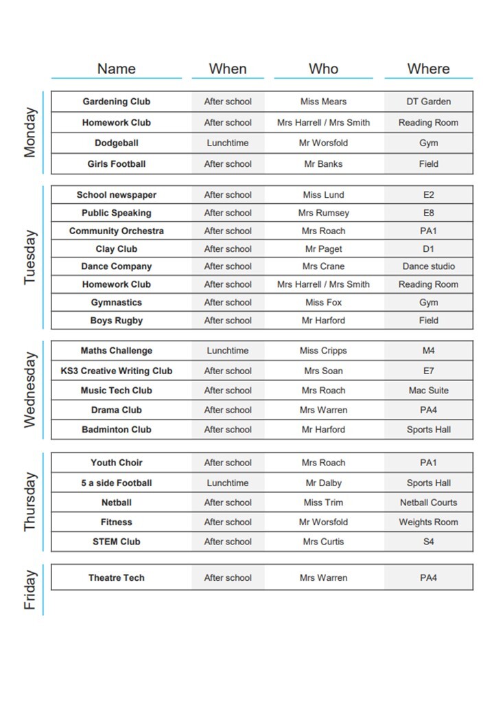 After School Activities Clarendon Academy