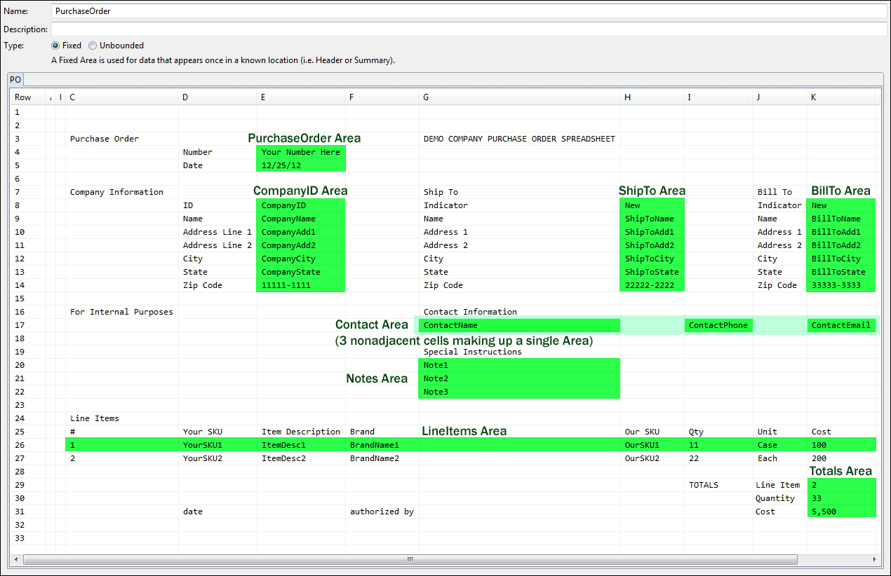 Creating Spreadsheet Schemas with Sample Data (for Version 1 Rulesets only)