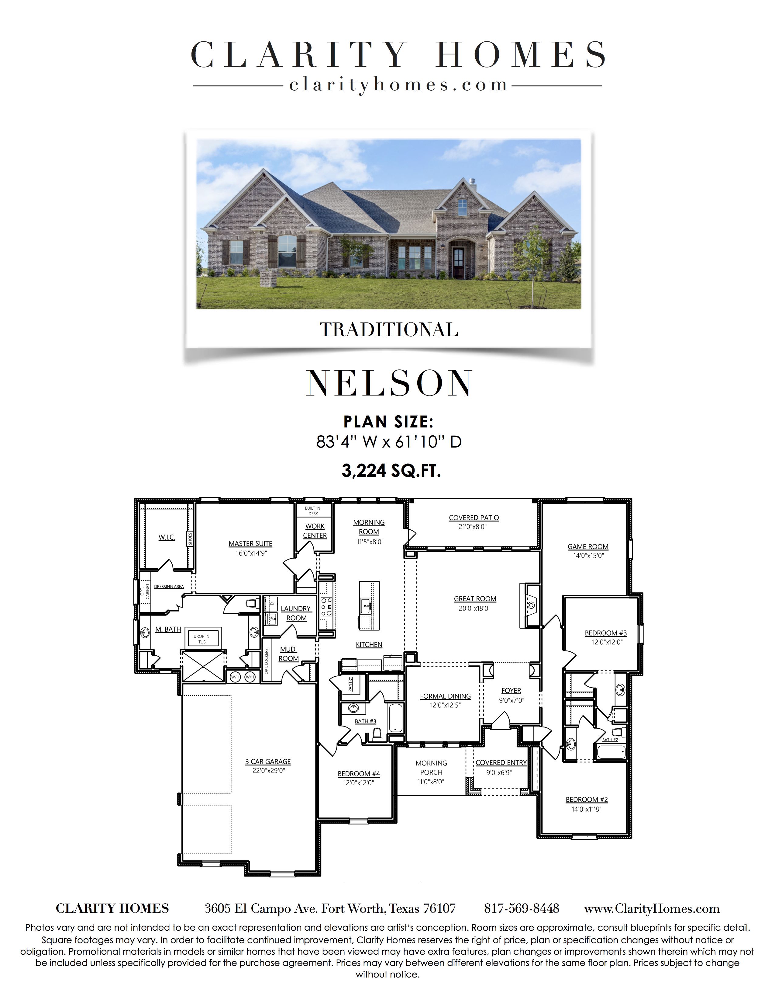 Nelson New Home Floor Plan at Legacy Ranch and Falcon Ridge in Justin