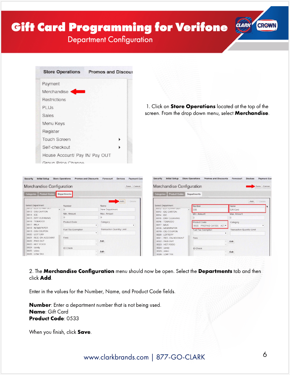 Verifone C18 - Gift Card Instructions Manual – Clark Brands