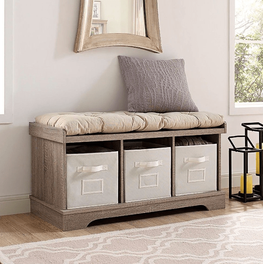 Walker Edison Modern Farmhouse entryway shoe storage bench for 152