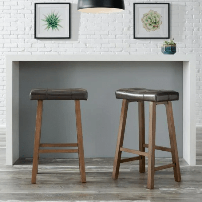 StyleWell Walnut wood upholstered bar stool set of 2 for 59 Clark Deals
