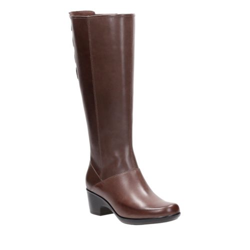 Malia Skylar W Dark Brown Leather Women's Knee High Boots Clarks® Shoes