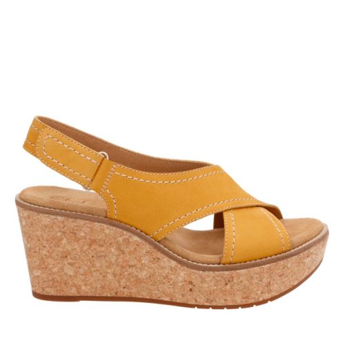 Aisley Tulip Yellow Nubuck Womens Wedge Sandals Clarks® Shoes