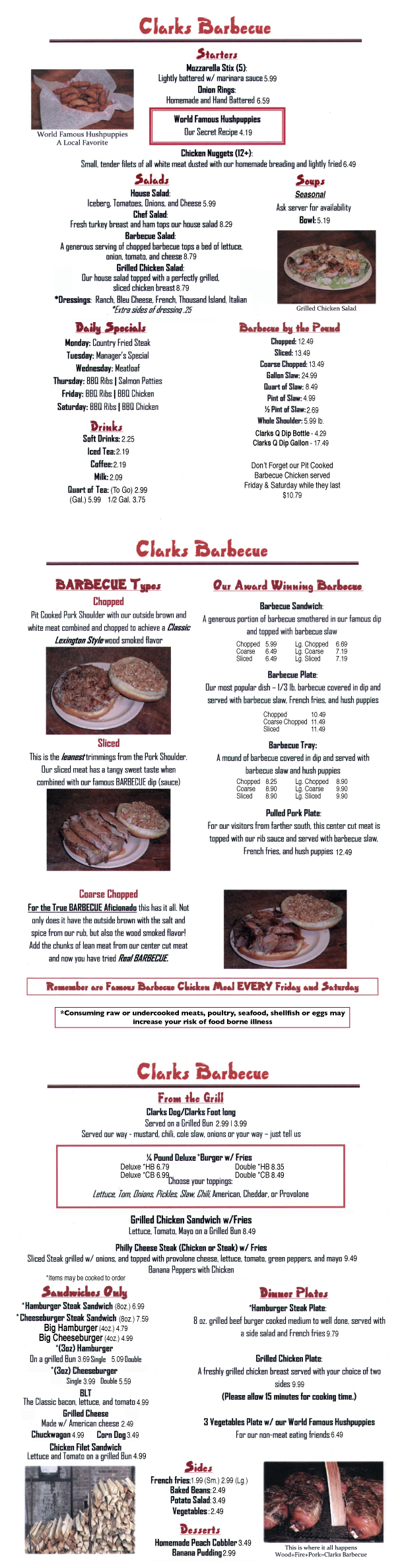 Our Menu Clark's BBQ