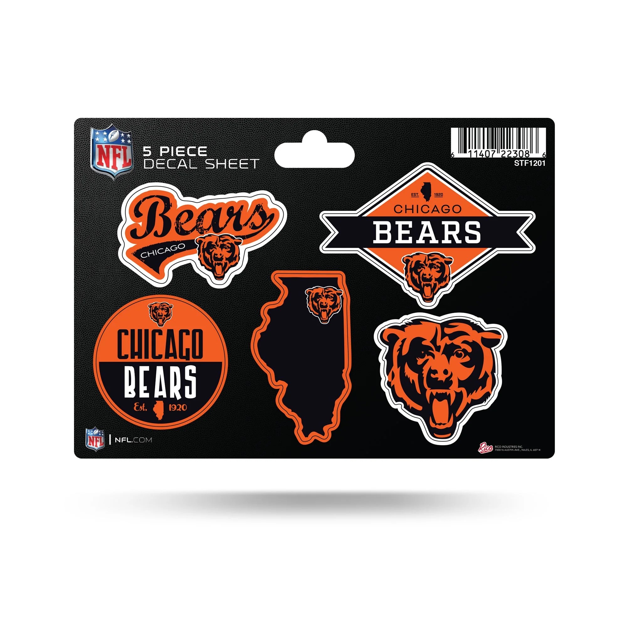 Chicago Bears 5 Piece Decal Sheet Clark Street Sports