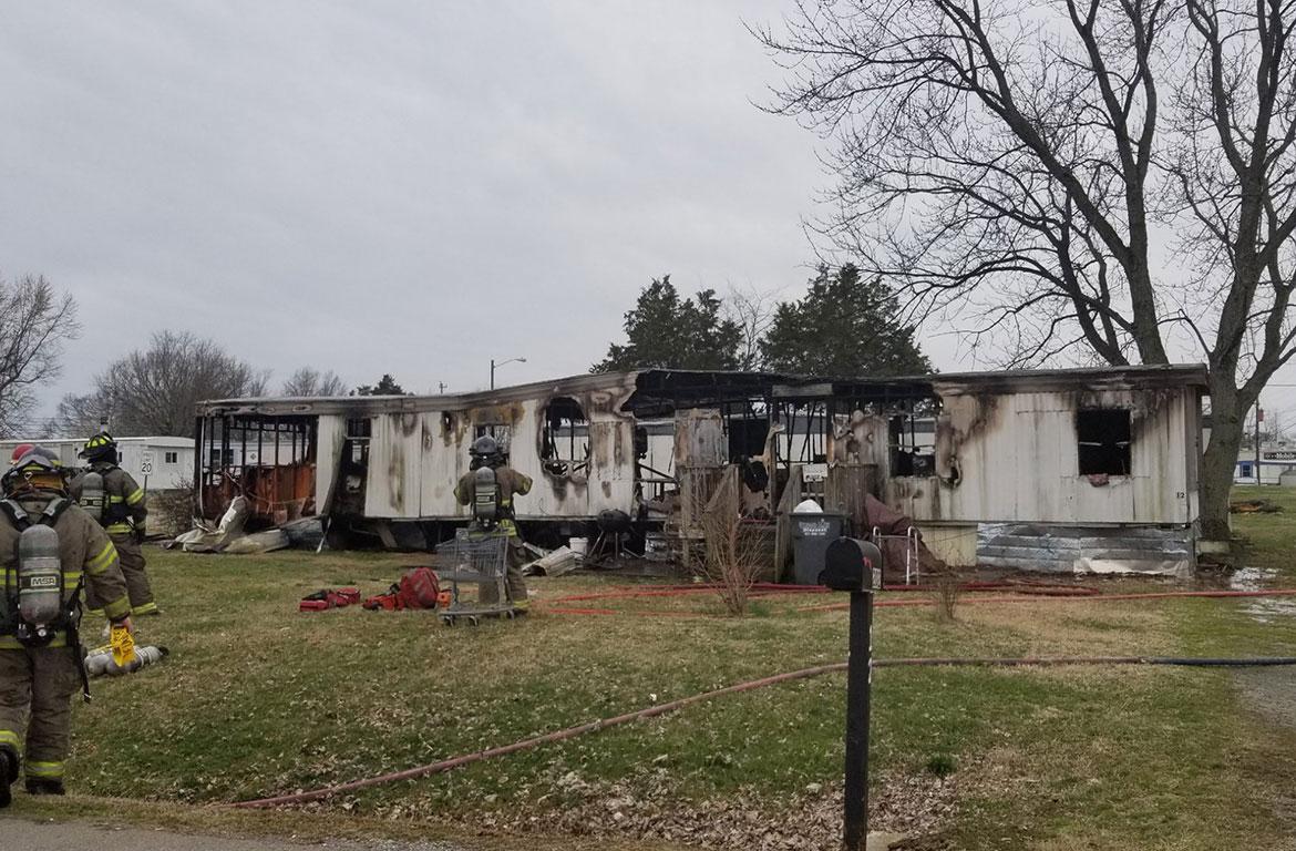 Mobile home destroyed by fire in Clarksville