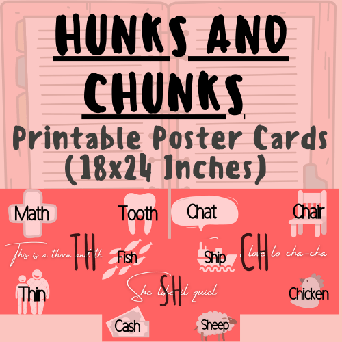 HunksandChunks Printable Phonics Poster Cards (18x24 Inches) For K5