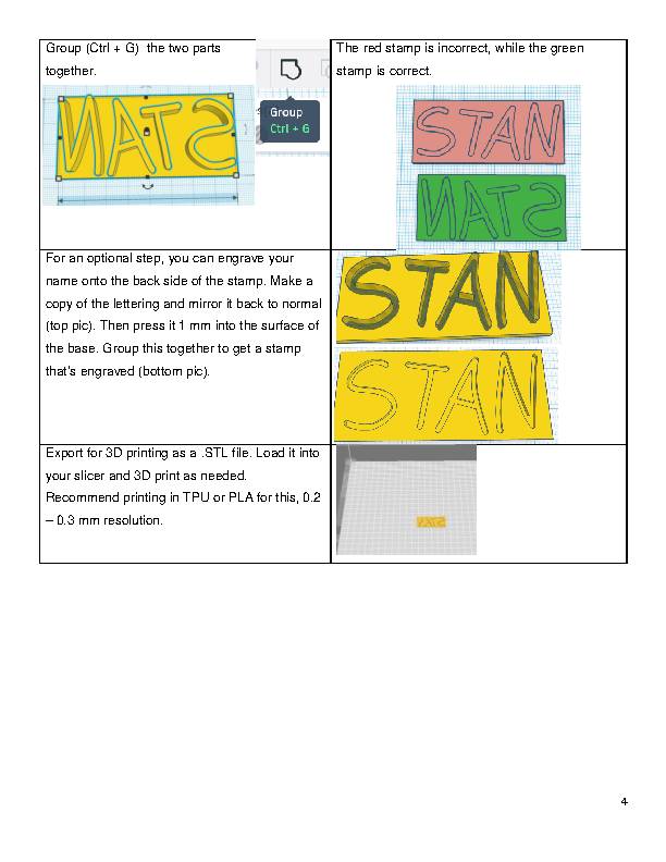 Name Stamp in TinkerCAD Classful