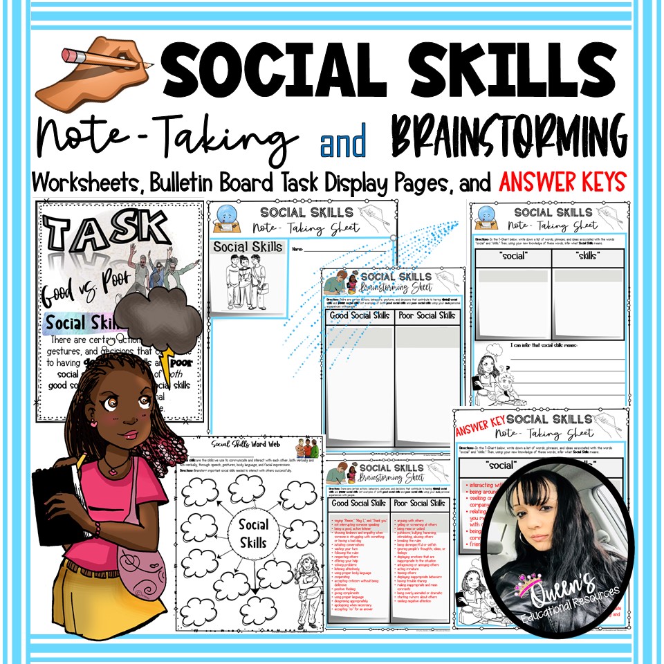 Social Skills NoteTaking and Brainstorming Worksheets, Bulletin Boards