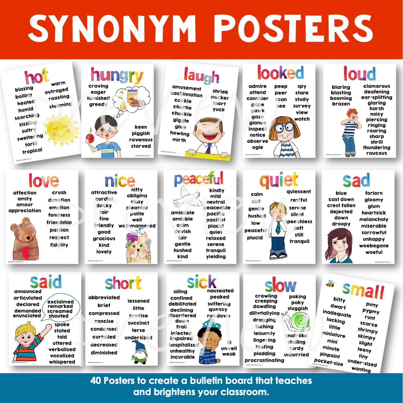 Synonym Posters Bulletin Boards that Teach Classroom Decor Classful