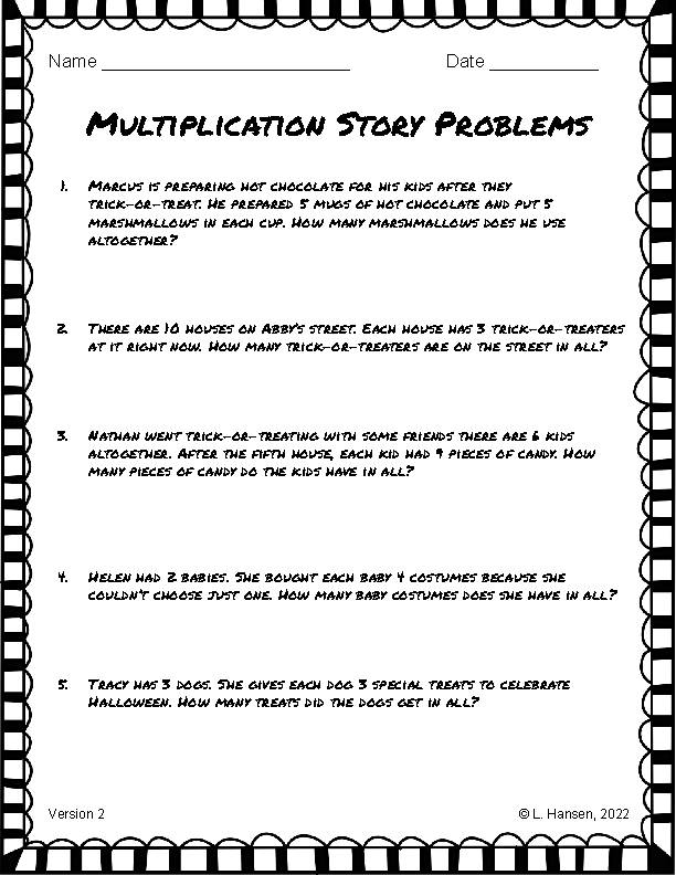 Halloween Multiplication and Division Story Problems - Classful