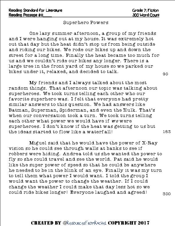 Reading Comprehension Assessments 7th grade volume 3 - Classful