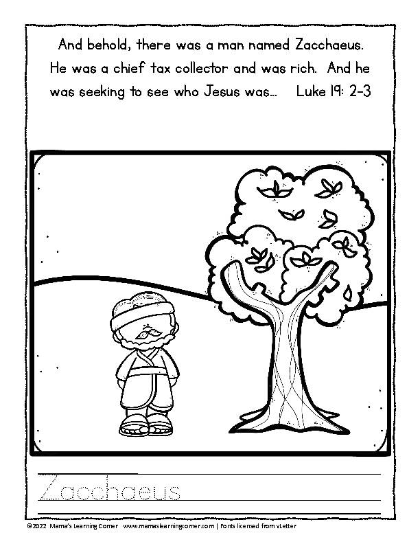 The Bible Story Of Zacchaeus Coloring Pages Mamas Learning
