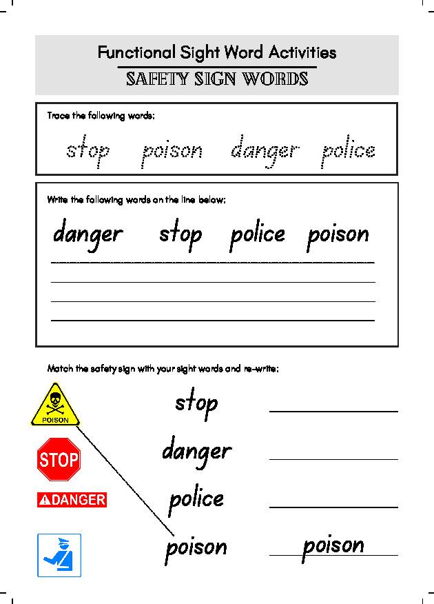 Life Skills Community Safety Signs Printable Worksheets Special Life Skills Community Safety Signs Printable Worksheets Special