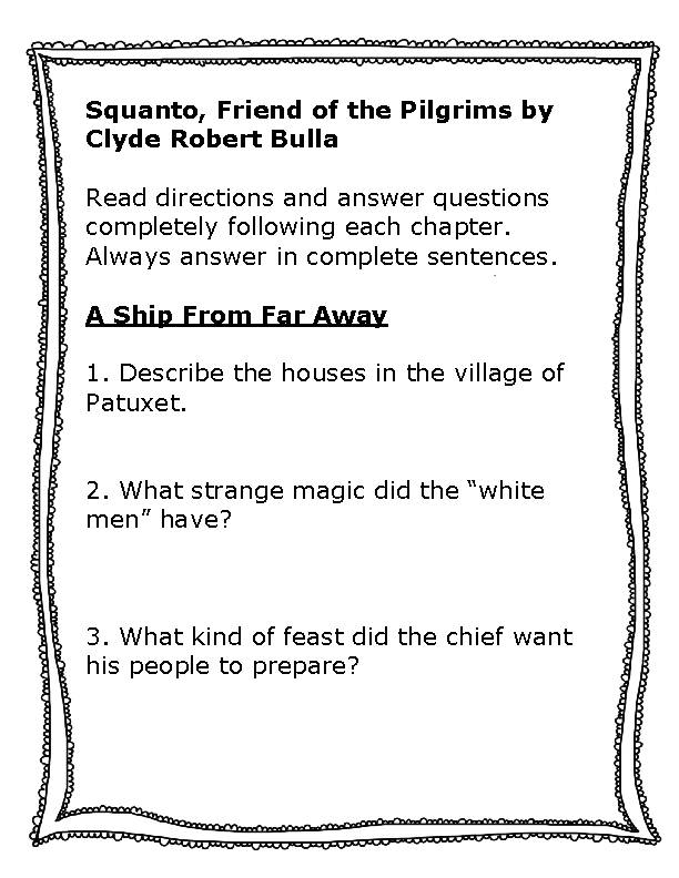 READING RESPONSE UNIT FOR SQUANTO Classful