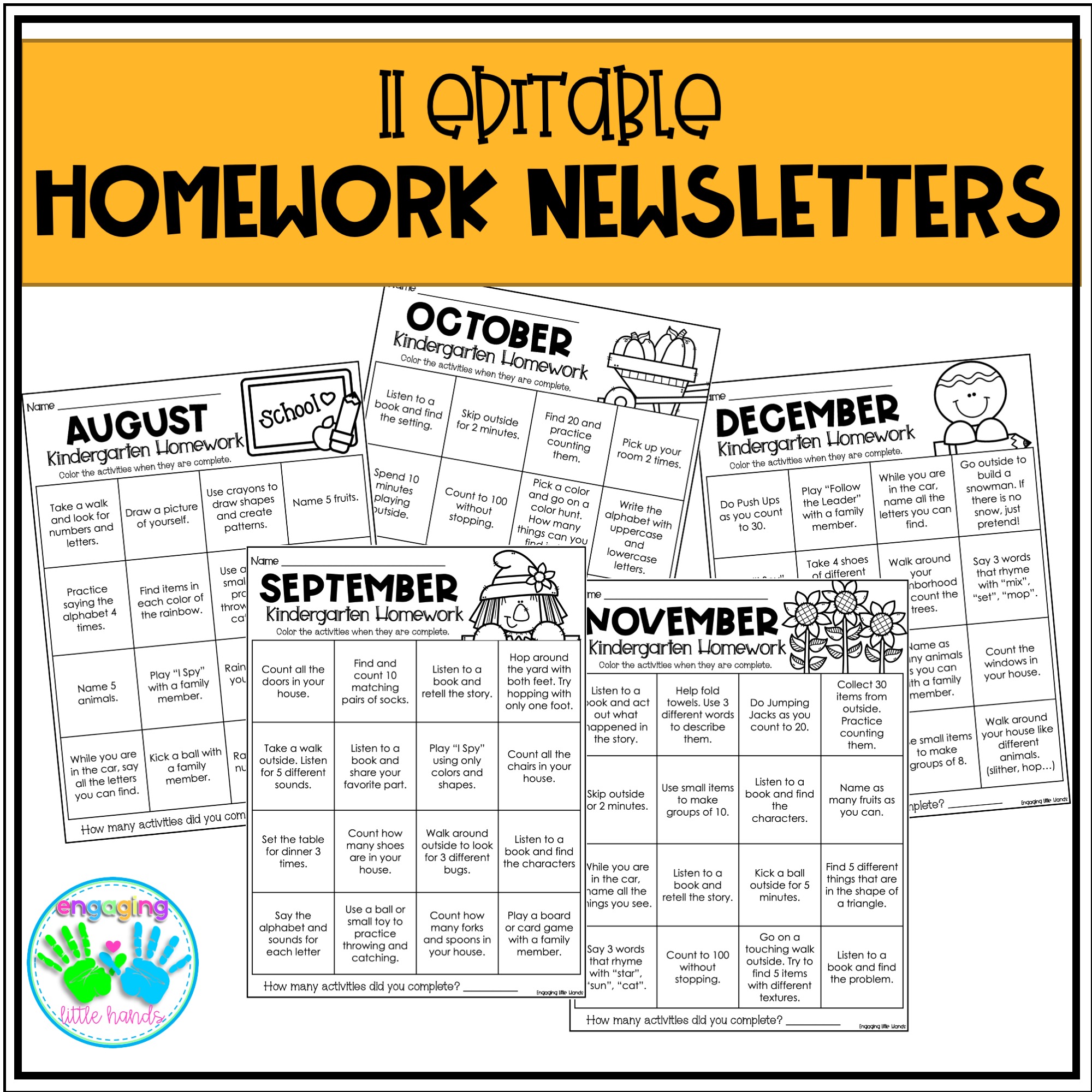 Kindergarten Homework Newsletters Classful