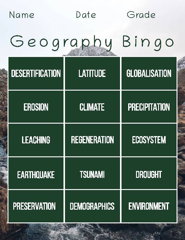 Geography Bingo Classful