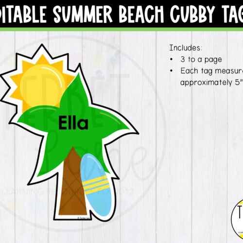 Editable Summer Beach Cubby Tags Locker Labels Classful