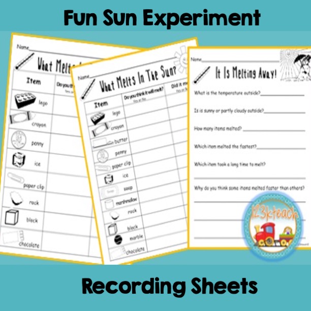 Science Experiment What Melts In The Sun?Preschool, Kindergarten, 1st Classful