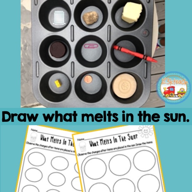 Science Experiment What Melts In The Sun?Preschool, Kindergarten, 1st Classful
