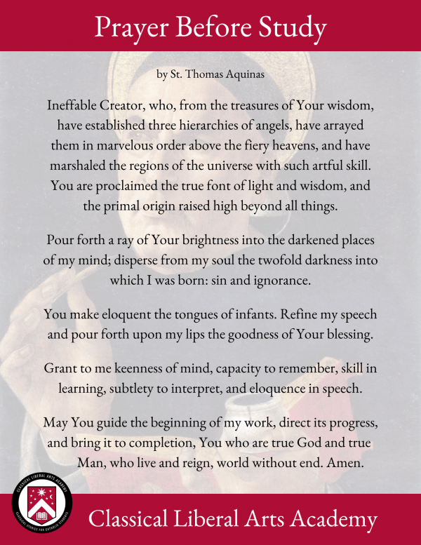 CLAA "Prayer before Studying, by St. Thomas Aquinas"