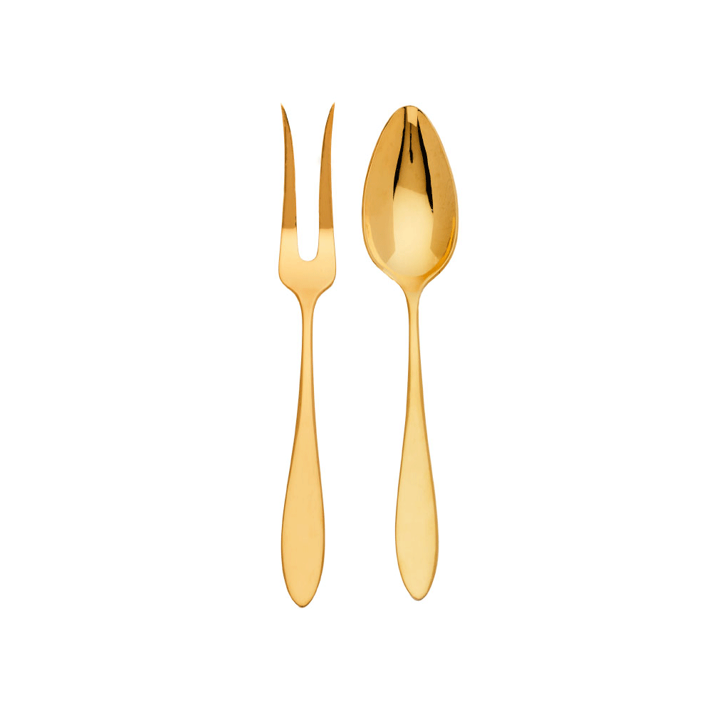 Gold serving Fork Spoon Classic Crockery Hire
