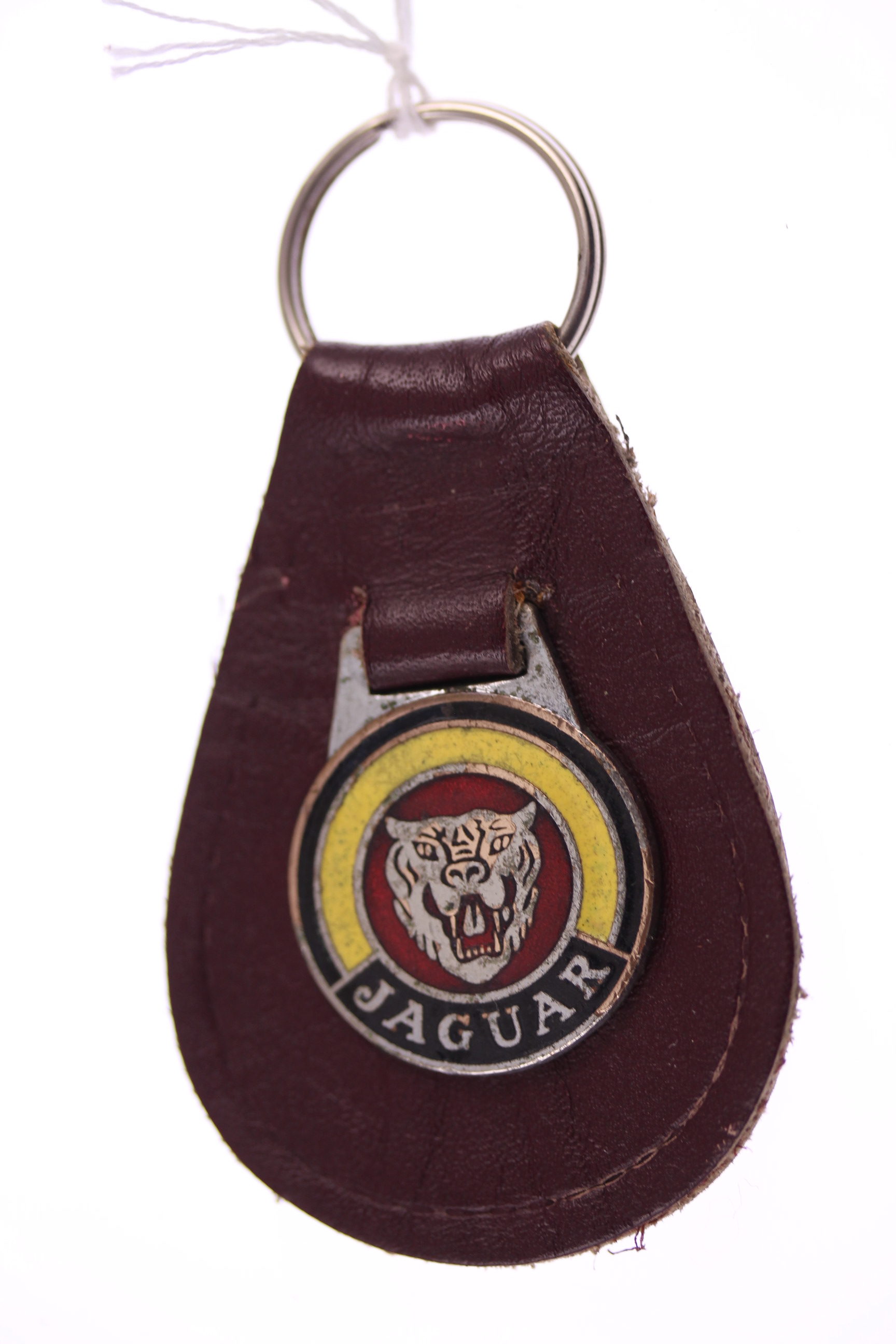 Jaguar original vintage early 1960s yellow border red growler keyring