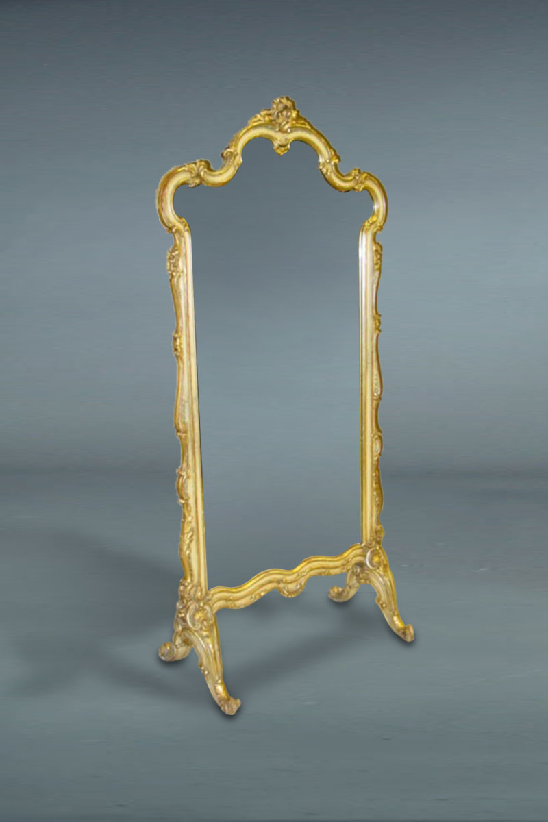 French Painted & Gilded Standing Cheval Mirror The Classic Prop Hire