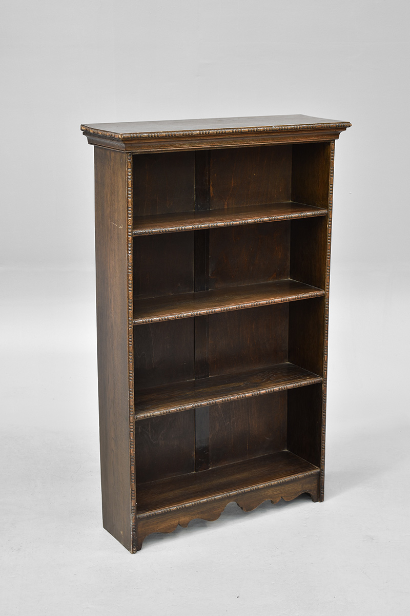 Oak Low & Simply Carved Open Bookcase With 4 Shelves The Classic Prop