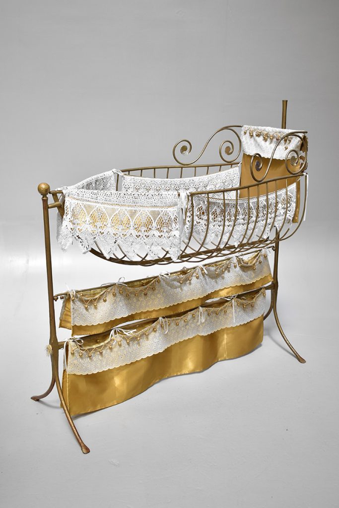 Metal Boat Shaped Swinging Cot The Classic Prop Hire Company