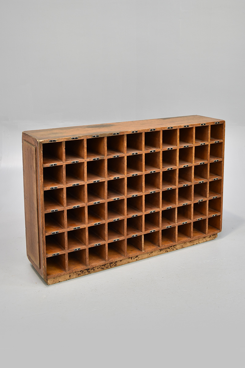 Oak 60 Compartment Pigeon Hole Unit with Number Labels The Classic