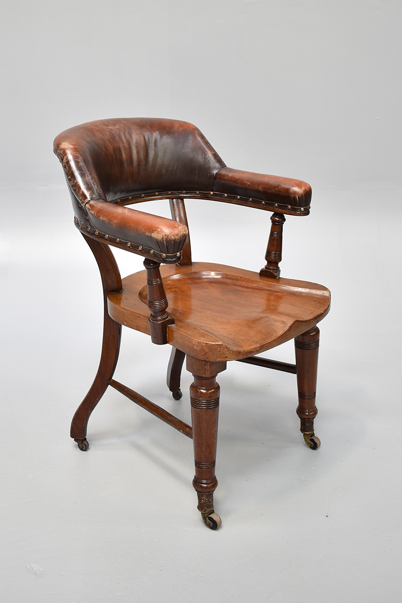 Wood And Leather Desk Chair Mahogany Desk Chair With Brown Leather Arms & Wooden Seat The Classic