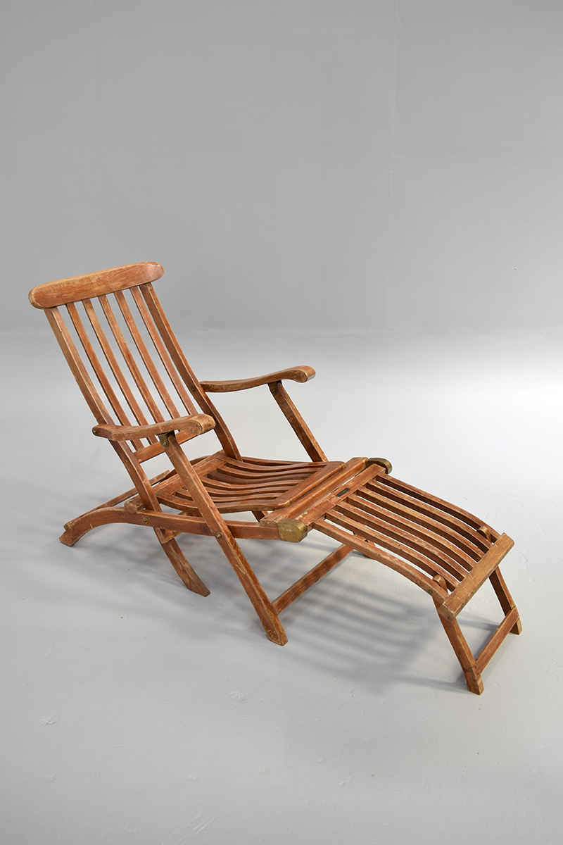 Assorted Wooden Slatted Reclining Steamer Chairs With Leg Rest The