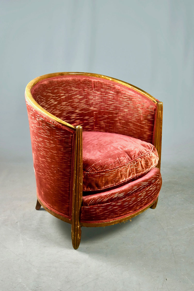 Art Deco Red Upholstered Tub Chair The Classic Prop Hire Company