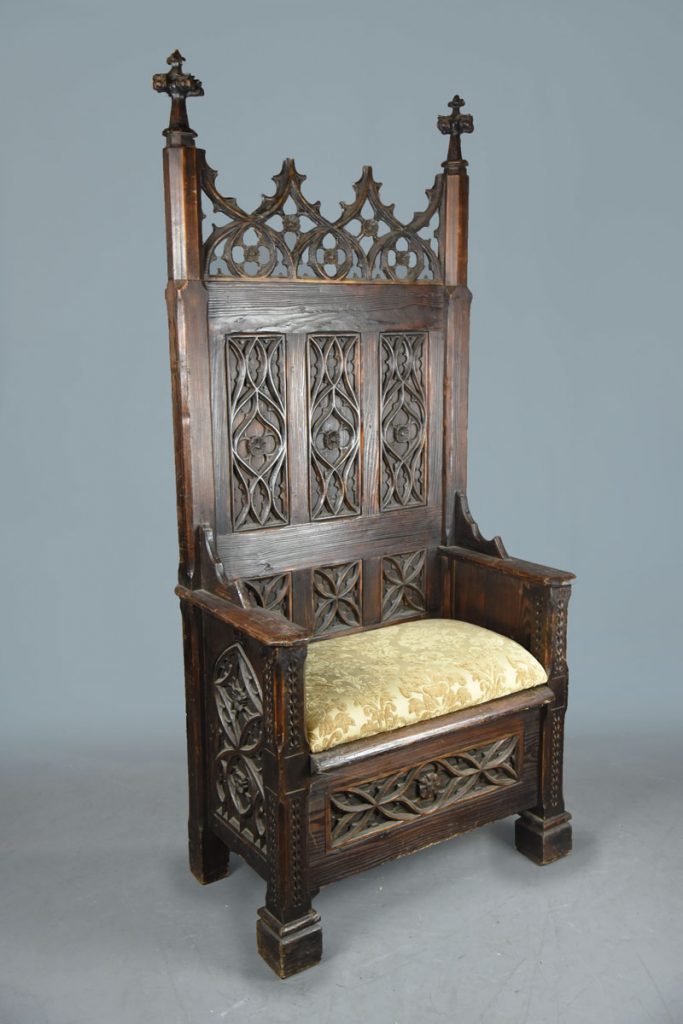 Medieval Carved Oak Kings Throne Chair Detachable Back The Classic