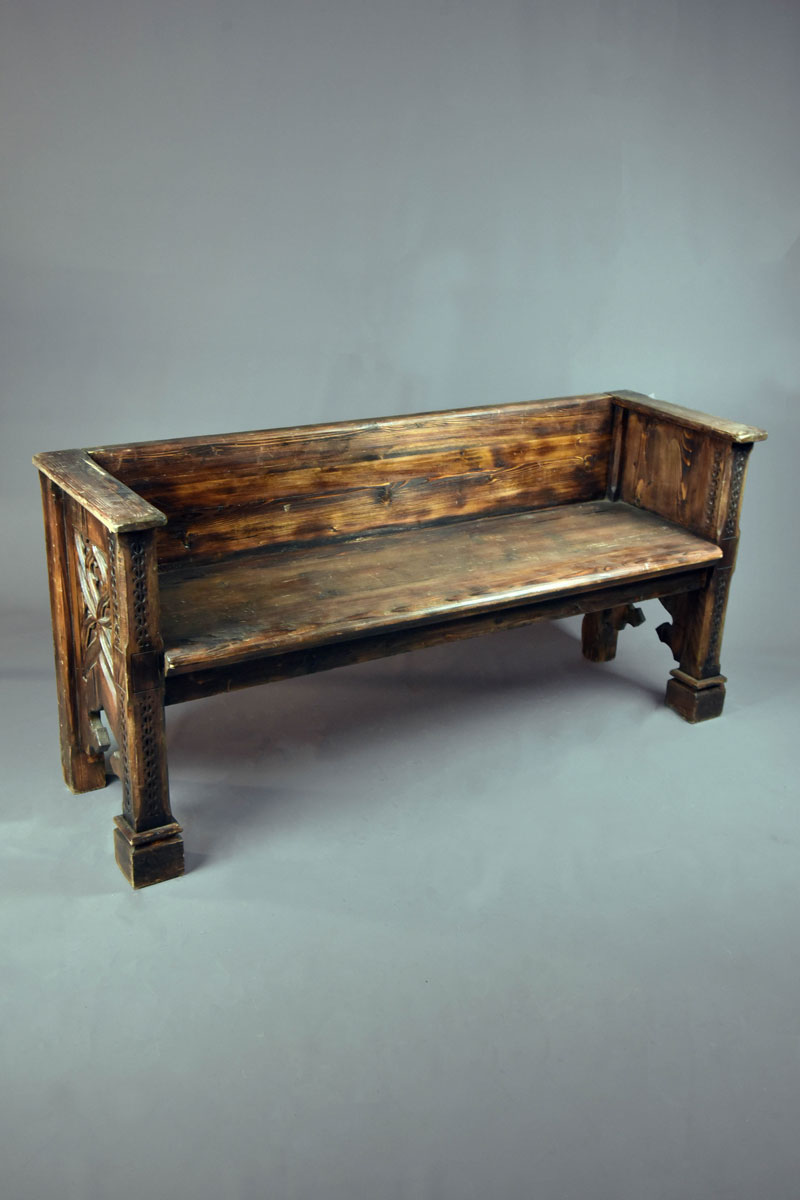 Medieval Style Bench Seat Various Lengths, carved legs & sides. The