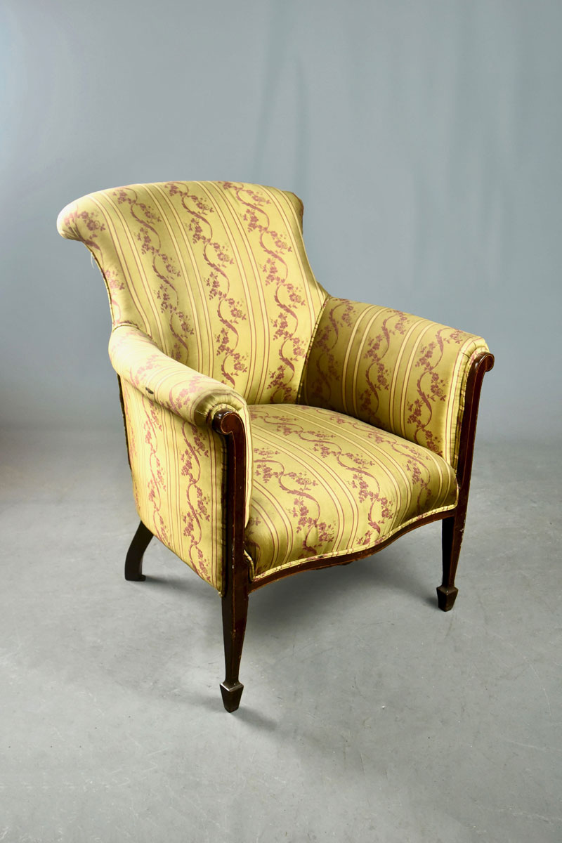 Small Tub Chair with Scrolled Headrest The Classic Prop Hire Company