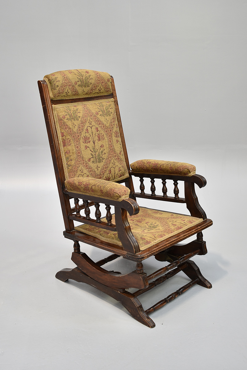Brown Floral Rocking Armchair With Turned Sections The Classic Prop
