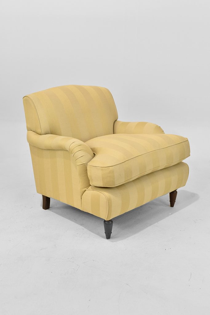 Gold & Cream Striped Armchair on Turned Wooden Legs The Classic Prop