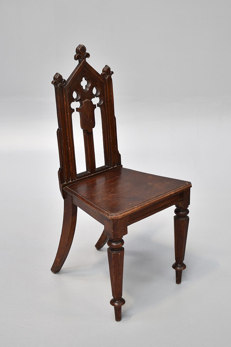 Gothic Carved Oak Hall Chair The Classic Prop Hire Company
