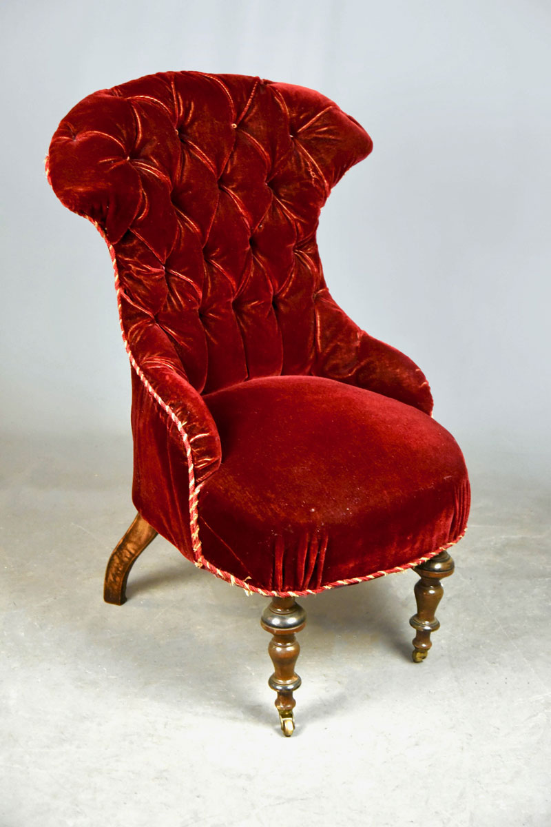Victorian Red Velvet Upholstered Ladies Chair The Classic Prop Hire