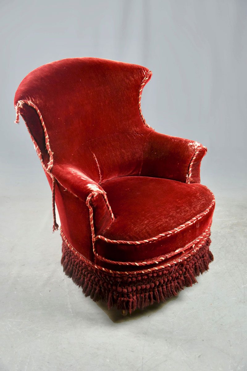 Victorian Red Velvet Upholstered Easy Chair The Classic Prop Hire Company