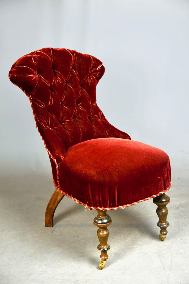 Victorian Red Velvet Upholstered Nursing Chair The Classic Prop Hire
