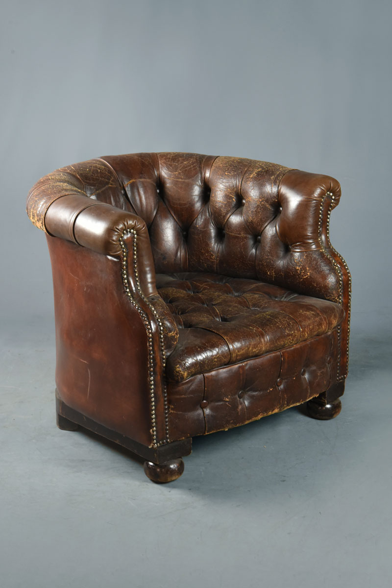 Brown Leather Button Tub Chair The Classic Prop Hire Company