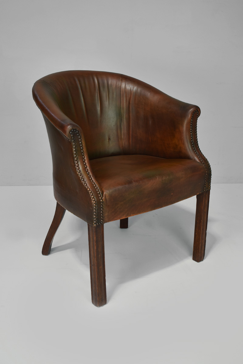 Tan Leather Tub Chair The Classic Prop Hire Company