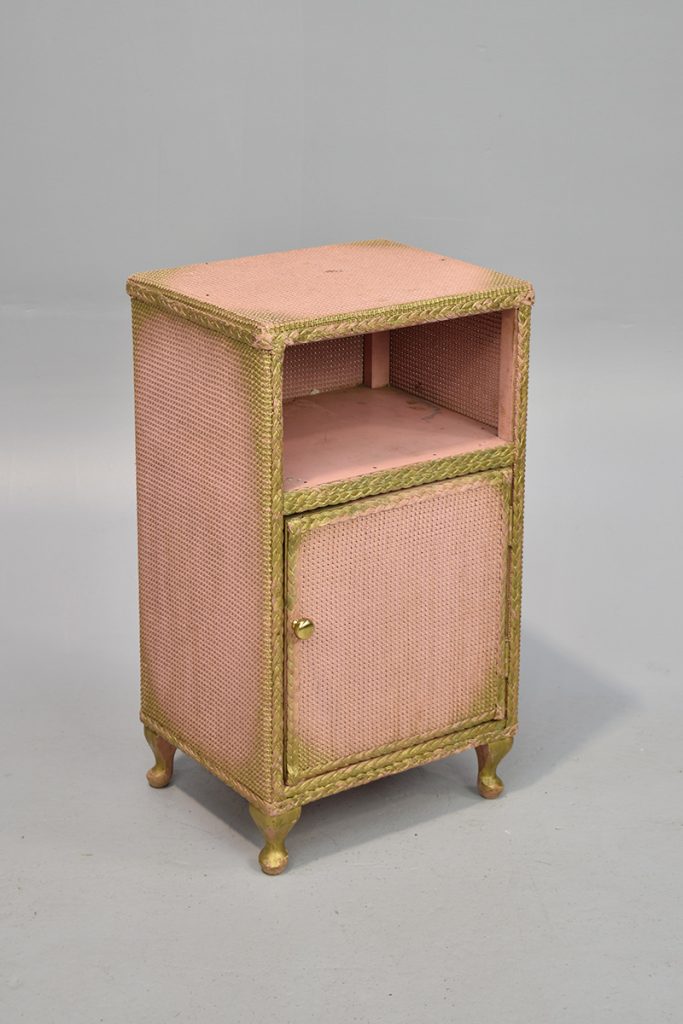 Lloyd Loom Pink Bedside With Door The Classic Prop Hire Company