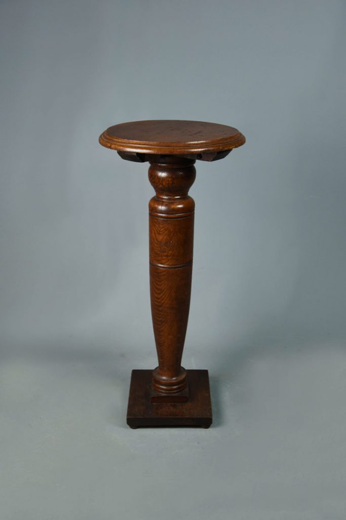 Oak Pedestal Stand With Turned Top & Square Base The Classic Prop